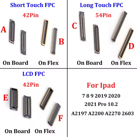 2-5Pcs 42 54 Pin Plug Board For IPad 7 8 9 2019 2020 2021 Pro 10.2 A2200 2603 A2270 A2197 Touch LCD 