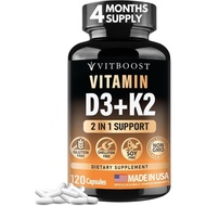VITBOOSTVitaminD3K2Complex-EasytoSwallow-VitaminD(D3)5000IU(125mcg)&K2(MK-7)90mcg|Non-GMO|Gluten-Fre