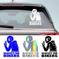 Car Window Reflective Stickers Motorcycle Helmet “Respect for Bikers” Stickers