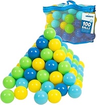 alldoro 60382 100 Plastic Ball Pit Balls 6 cm Diameter Colourful for Toddlers with Mesh Carry Bag