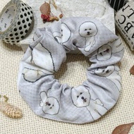 灰底-大腸髮圈_比熊_馬尾髮帶