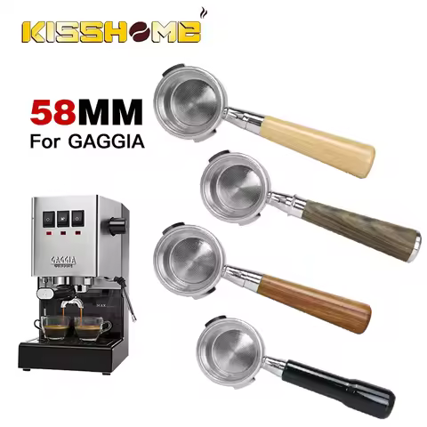 Coffee Portafilter 58mm Bottomless Filter Holder For Gaggia Classic Solid Wood Handle Barista Tools 