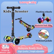 3 Wheels Kids Scooter For Kids Outdoor Folding Scooter With Flash Wheels Adjustable Height Children'