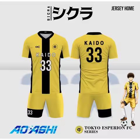 Summer Men's Tokyo Esperion FC Anime Jersey, Ao Ashi Cosplay Anime Jersey Set Street Sportswear