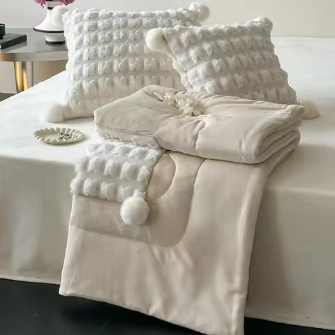 High-end, dual-purpose pillow and blanket, thickened, stackable, suitable for car use, office naps, 