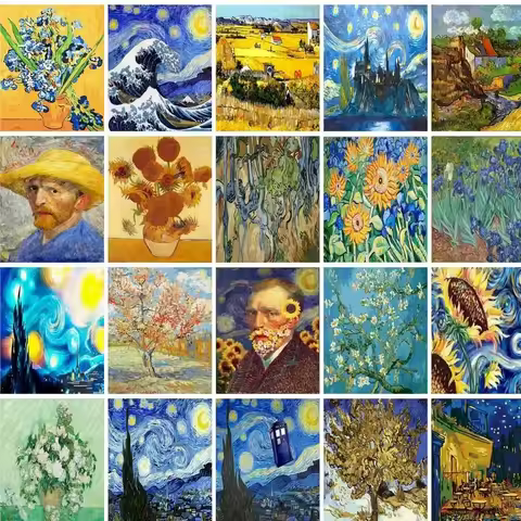 Large Size DIY Painting By Numbers Van Gogh Starry Sky Picture By Numbers Scenery Wall Art Acrylic P