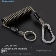 SEPTEMBER Fishing Elastic Coil Safety Rope Climbing Buckle, Wire Spring Lockable Stretch Anti-Loss R