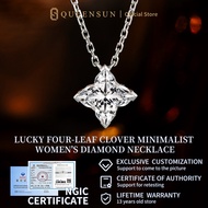 Queensun 18k Gold Lab Diamond Four-Point Star Pendant Necklace | Lab Diamond Clover Necklace | Spark