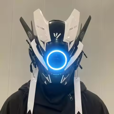 LED luminous punk mask helmet cosplay mechanical tactical mask luminous full face gas mask