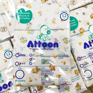 (ห่อ12ผืน) ATTOON ผ้าอ้อมเด็ก ผ้าอ้อมสาลู ซิกแซกริม ขนาด 24x24นิ้ว , 27x27นิ้ว ผลิตจากผ้าสาลูเนื้อนุ่มเบา ซัมซับง่าย