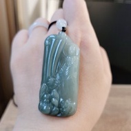親翠 天然翡翠 冰灰藍漸層美竹林觀音項鍊 送禮首選