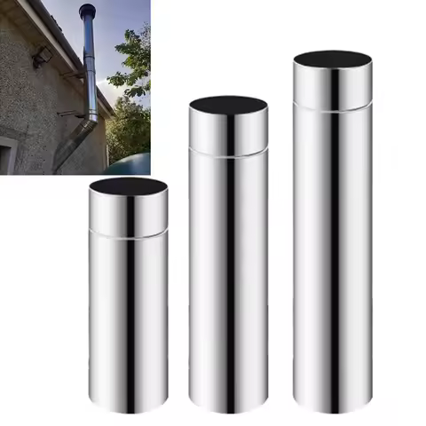 1pc Heater Thicken Exhaust Pipe 60mm Straight Chimney Liner Pipe Stainless-Steel Stove Pipe Chimney 
