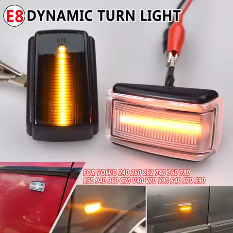 2Pcs Dynamic LED Side Marker Blinker Turn Signal Light For Volvo V40 V70 S40 850 240 740 C70 940 S70