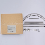 ไม่มีการเจาะราวม่านอาบน้ำรูปตัว L พร้อมม่านรางกันสนิมปรับได้0.9-1.3M/2.95-4.27ftสแตนเลส