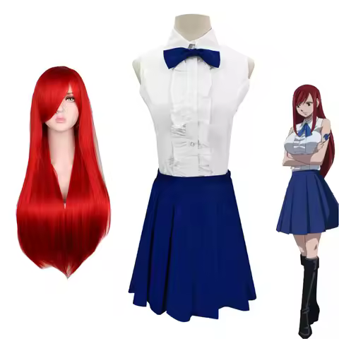 Fairy Tail Erza Scarlet Cosplay Costumes Anime Clothing Fairy Queen's Daily Clothes Girls JK Uniform