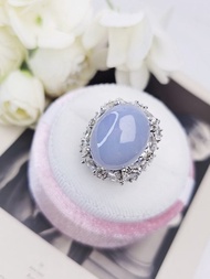 招財 貴人運|貴氣|緬甸A貨翡翠細糯紫羅蘭鴿子大蛋面純銀豪鑲戒指