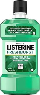 Listerine Freshburst Antiseptic Mouthwash with Germ-Killing Oral Care Formula to Fight Bad Breath, Plaque and Gingivitis, 1 L
