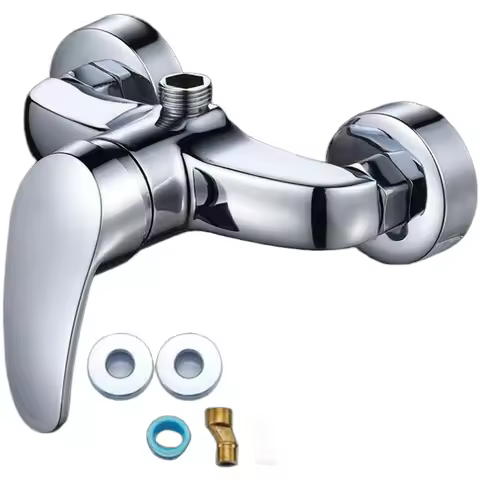 Zinc Alloy Shower Mixer Tap Wall Mounted Bathroom Faucet with Five Spray Settings and 15 Meter Hose 