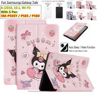 For Samsung Galaxy Tab A (2016, 10.1, Wi-Fi) With S Pen SM-P585Y P585 P580 Fashion Tablet Case Cute Cartoon Series Anime Pattern Flip Stand Casing PU Leather