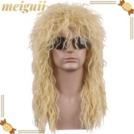 MEIGUII Halloween Party Cosplay Wig, Long Fluffy 70s 80s Rockstar Wig, Punk Curvy Cosplay Rockstar A