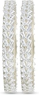 Silver Plated Indain Wedding Bollywood Thick Brass Bangles Encased With CZ American Diamonds For Wom