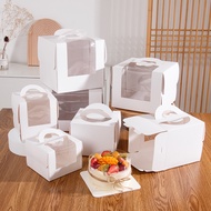 【Discount】 5pcs White Carboard Cake Boxes Portable Mousse Pastry Packaging Box Open Window With Thic