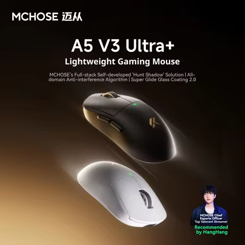 MCHOSE A5 V3 Ultra+ Tri-Mode 8K Wireless Gaming Mouse PAW3395 TI 55g Lightweight Low Latency 500mAh 