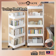 4/5 Tier Trolley Rack Kitchen Bathroom Storage Rack with 4 hooks Movable Trolley Shelf Dapur Rak Tro