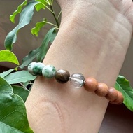 檀香木||清靈|| 禪意森林系天然木質手環。綠幽靈/檀香/金絲楠木