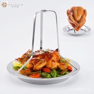 Stainless Steel Chicken Roasting Rack BBQ Outdoor Camping BBQ Tools Chicken Roasting Tray Non-Stick 