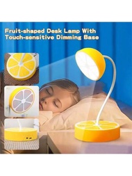1入組可愛檸檬造型LED檯燈，USB充電式LED護眼書桌燈，適合學習中的桌面閱讀照明，床頭裝飾燈