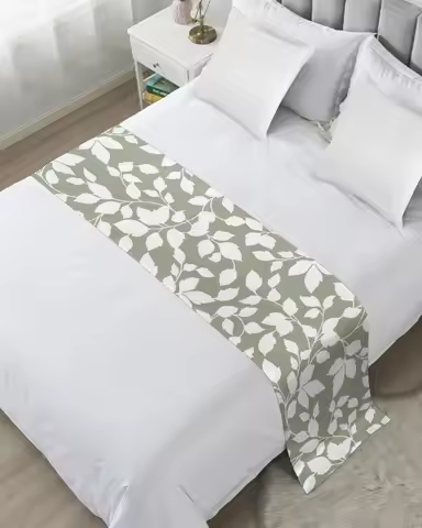 Sage Green Leaves Vine Mann Texture High Quality Bed Flag Hotel Cupboard Table Runner Parlor Wedding