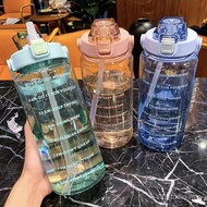 2000ml Reminder water bottle with straw scale big bottle 2Liter gym bottle sport water bottles