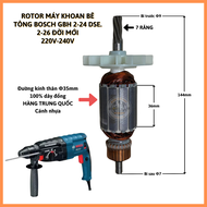 Rotor khoan BOSCH GBH 2-24 DSE 2-26 đời mới 7 Răng thân ngắn 220V - Tặng chổi than