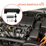 6 Port Intake Manifold Fuel Wastegate Boost Aluminum Alloy Inlet Outlet Universal Manifold Kit 1/8NP