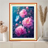 Tranh thêu kín Hoa Mẫu Đơn - kích thước:50x68cm ( tranh chưa thêu) d75