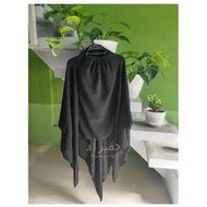 Niqob Cadar Safar Removable Purdah Pointed 2 Layers with Pad or Without Pad Silky Jetblack Siffon Kh