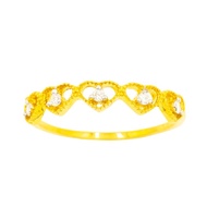 Happy Jewelry แหวนหัวใจเรียงกัน ทองแท้ 9k 37.5% เพชรเกสร ME015