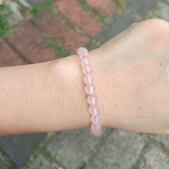 ICE CRYSTAL ROSE QUARTZ - Ice Rose Quartz Natural Stone Bracelet - Pink CRYSTAL