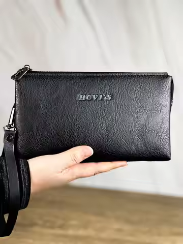 Fashion Retro Men's Clutch Bag Business Large Capacity Portable Wristlet Underarm Cell Phone Bag