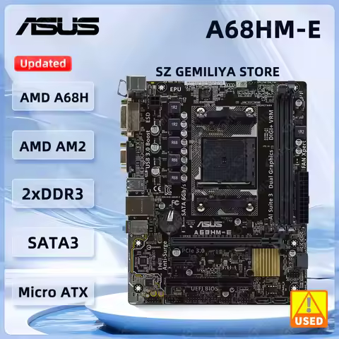 ASUS A68HM-E Motherboard Socket FM2 FM2+ AMD A68H 2×DDR3 PCI-E 3.0 USB3.0 Micro ATX support A8AD7600