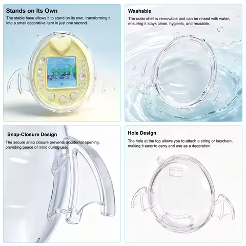 Hard Crystal Case for Tamagotchi PS Full Body Protection Anti Yellow Anti Scratch Standable Clear PC