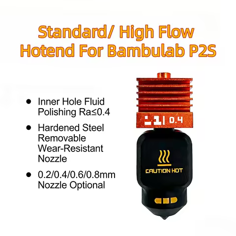 Upgraded High Flow Hotend Hardened Steel Nozzle Replacement For BambuLab P2S 3D Printer 0.2/0.4/0.6/