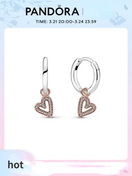 Pandoraˉ 925 sterling silver earrings Pandoraˉ bright hand-painted love earrings 280090C01 with char