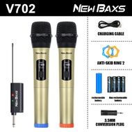 NewBaxs V601/V602 ไมโครโฟนไร้สาย 2 ไมโครโฟนแบบใช้มือถือ UHF FM Plug and Play 50M ระยะทางรับ KTV Bar 