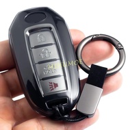 Black Transparent Car Key Fob Case Cover Keychain Ring Holder Protector Accessories For Infiniti Q50