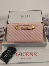 Guess แฟชั่นยุโรปและอเมริกาใหม่สีทึบ Rhombus เย็บปักถักร้อยยาวกระเป๋าสตางค์กระเป๋าสตางค์กระเป๋า
