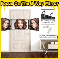 [Focus On The 3 Way Mirror]3 Way Mirror with 180° Rotation - Matte Finish & Rustproof Hooks (SG Fast