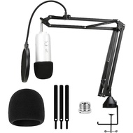 Blue Yeti Boom Arm with Pop Filter, Blue Yeti Mic Stand with Foam Cover Windscreen Compatible with B