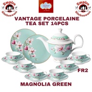 Vantage Tea Set Porcelain 14pcs Magnolia Green